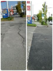桜井公園角の道路陥没修繕